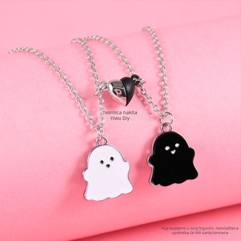 Dječja ogrlica od legure, crtani stil, privjesak u obliku srca, uobičajeni lanac