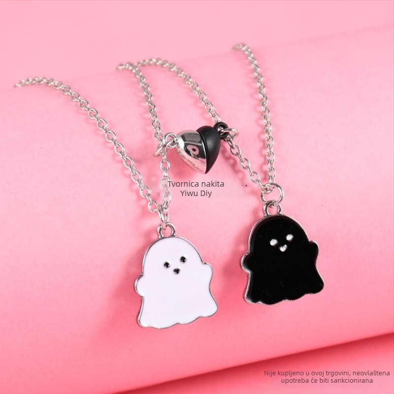 Dječja ogrlica od legure, crtani stil, privjesak u obliku srca, uobičajeni lanac