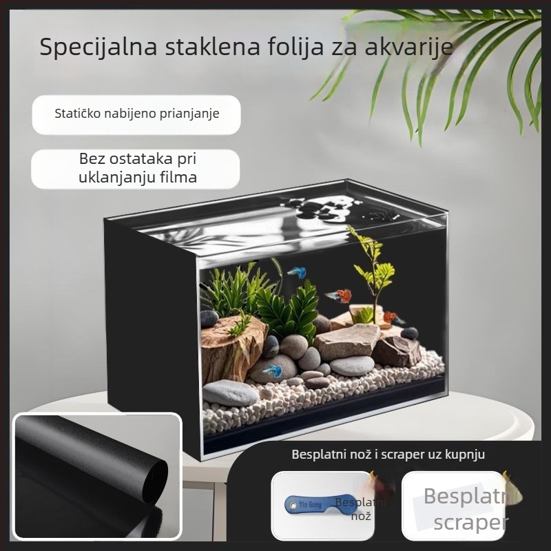 Pozadina za akvarij – elektrostaticski prijenos, bez ljepila, bez tragova, self-adhesive film za staklo (Materijal: Papir; Način pribivanja: Elektrostatski; Stil: Jednostavan i modern; Uzorak: Jednobojan)