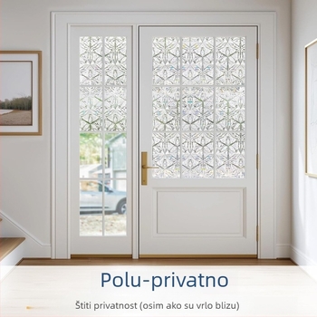 Retro folija za prozor za privatnost s matiranim staklom i uzorkom lišća