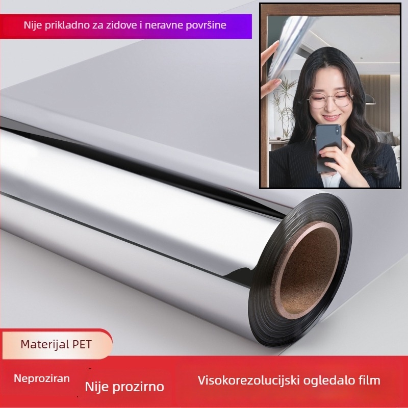 Samoljepljivi PET ogledalo film za spavaću sobu – 1 komad, jednostavan stil, dekoracija