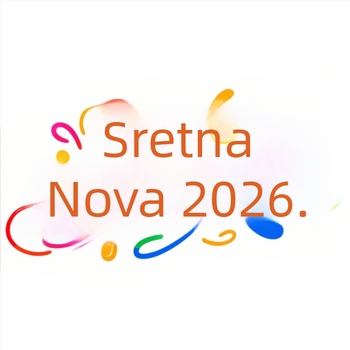 Novogodišnja dekorativna naljepnica za staklena vrata, UV samoljepljiva, 2026
