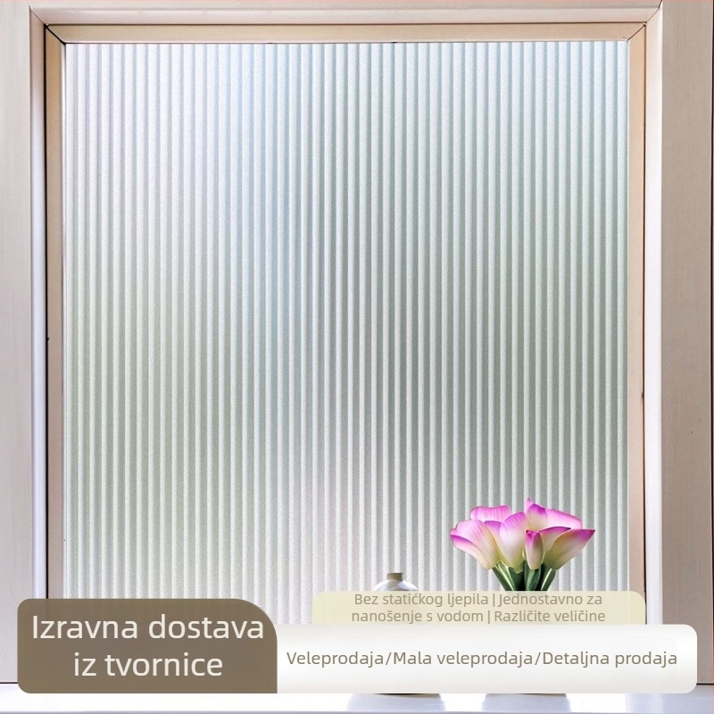 Fanfei PVC folija za privatnost stakla – elektrostatska, bez ljepila, prugasti uzorak, moderan stil za prozore kupaonice