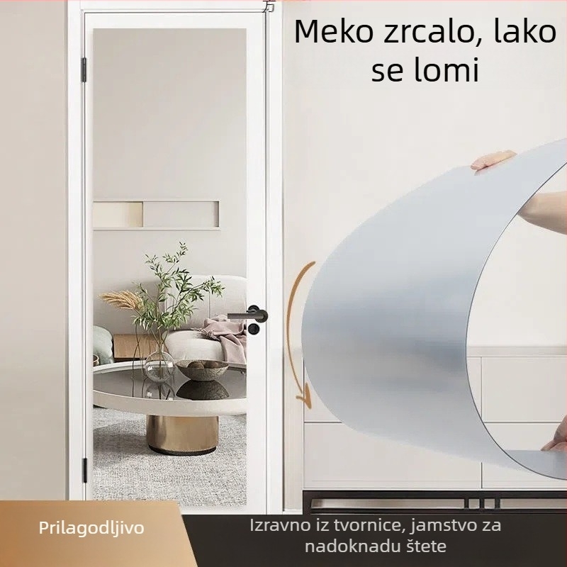 Akrilno ogledalo za šminku, zidno ogledalo s ljepilnim pričvršćivanjem, visoka definicija za odijevanje i garderobu