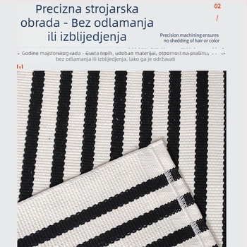 Prugasti tepih za verandu, strojno pranje, poliestersko-pamučna smjesa, tkan, protuklizni i otporan na prljavštinu, pogodan za unutarnju i vanjsku upotrebu