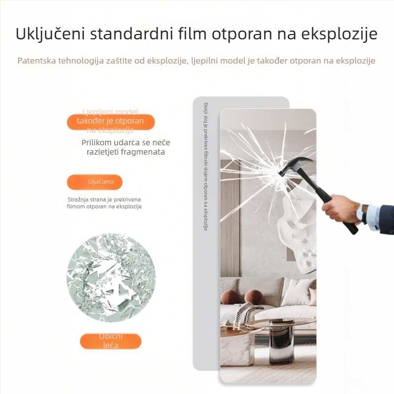 Zidno ogledalo pune dužine, samoljepljivo, bez okvira, modernog dizajna, za kućnu upotrebu