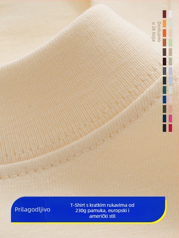 Majica od 100% pamuka s kratkim rukavima, okrugli izrez, 180-250 g, jednobojni uzorak, prozračna i izdržljiva