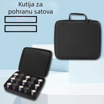 Kutija za pohranu satova — s više pretinaca, prijenosna putna kutija sa zatvaračem, velika kapacitet (Na skladištu, Kompozitni materijali, EVA izrada, Pakiranje Opp bag)