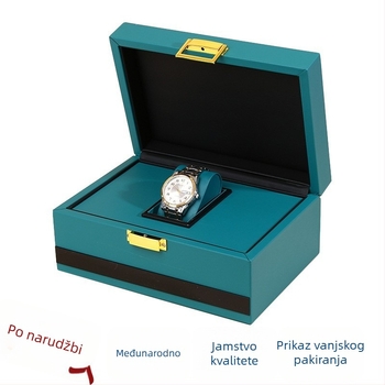 Kutija za satove od PU kože, visoke klase s preklopnim poklopcem, model HRD-0117, MDF konstrukcija, za poklon pakiranje i nakit
