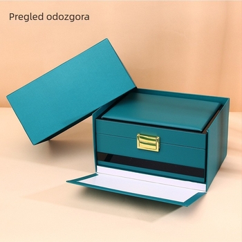 Kutija za satove od PU kože, visoke klase s preklopnim poklopcem, model HRD-0117, MDF konstrukcija, za poklon pakiranje i nakit