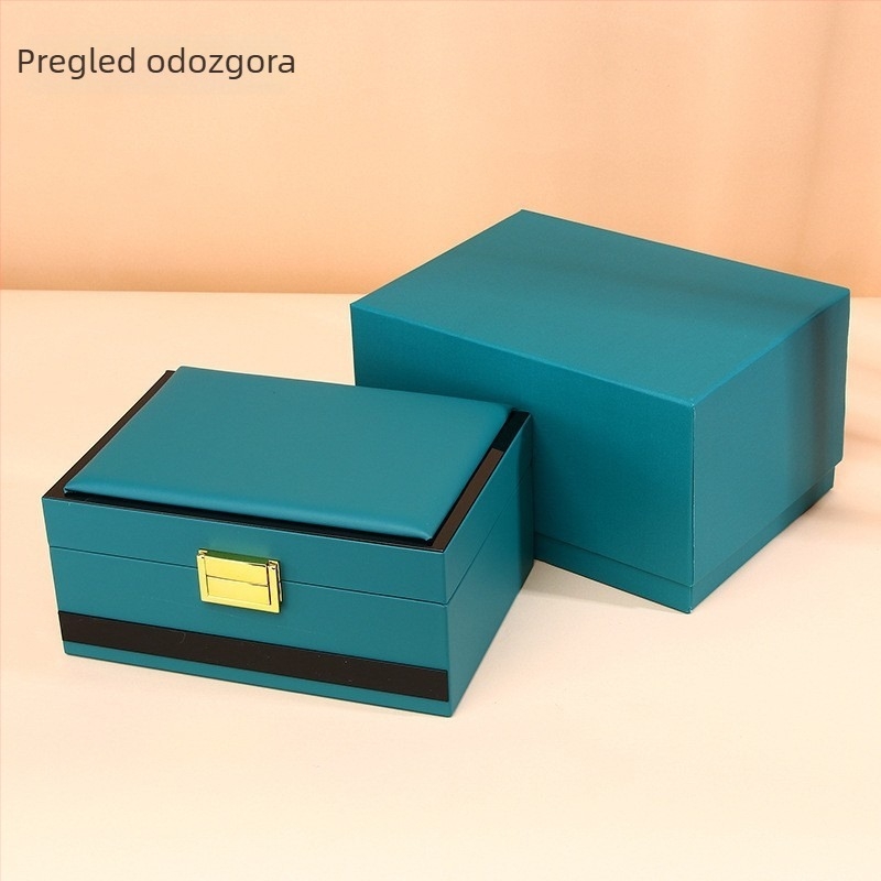 Kutija za satove od PU kože, visoke klase s preklopnim poklopcem, model HRD-0117, MDF konstrukcija, za poklon pakiranje i nakit