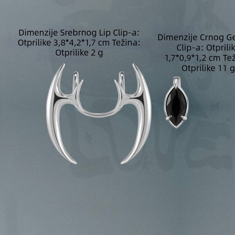 Set klipseva za usne s dragim kamenjem, 2-dijelni, bakar, elektropliranje, geometrijski unisex stil