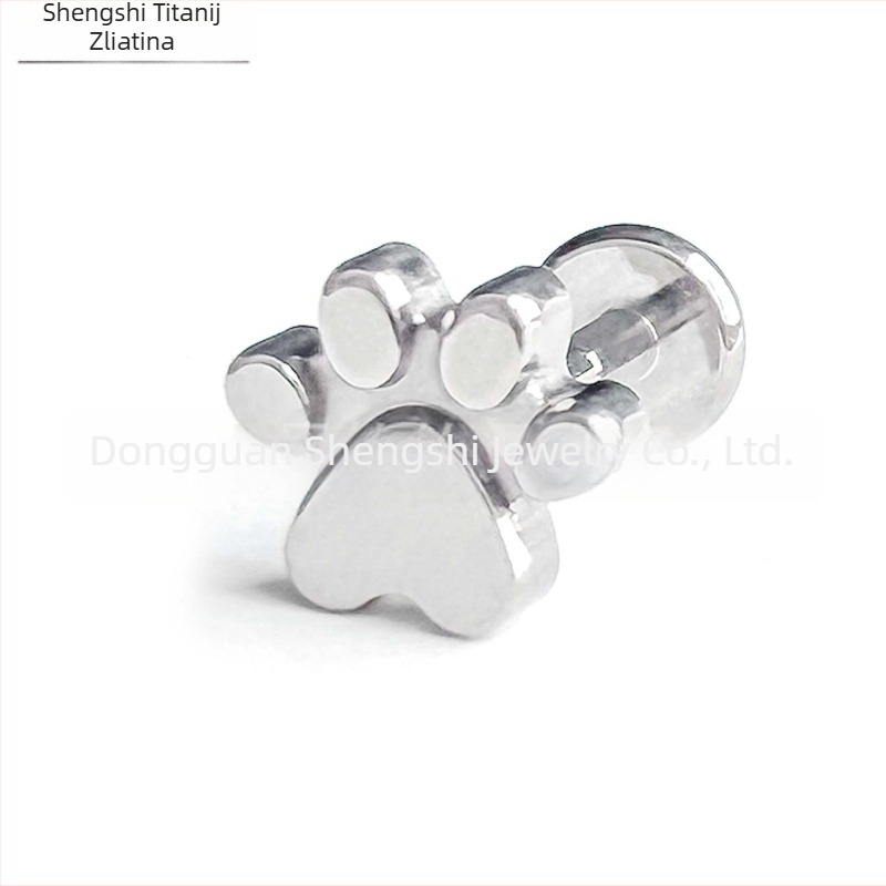 Mačji kandžica za usne — polirano G23 titan, geometrijski oblik, unisex, prirodni stil