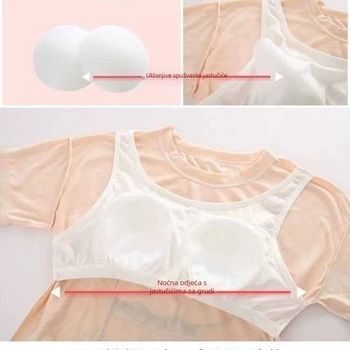 Pamučni pidžama set s jastučićem za poprsje, prozračan materijal, tanak materijal, zadržava oblik