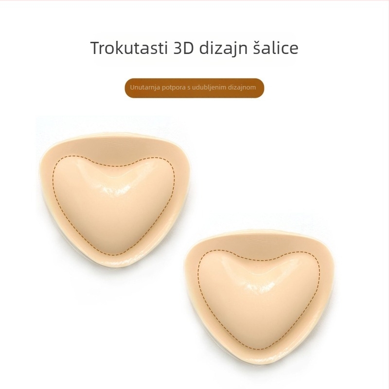 Srcolik trokutasti jastučić za grudi s LJepilom spužvom, debeli dizajn za podizanje i nevidljivu podršku