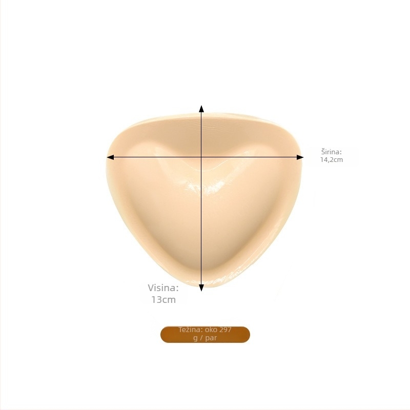 Srcolik trokutasti jastučić za grudi s LJepilom spužvom, debeli dizajn za podizanje i nevidljivu podršku