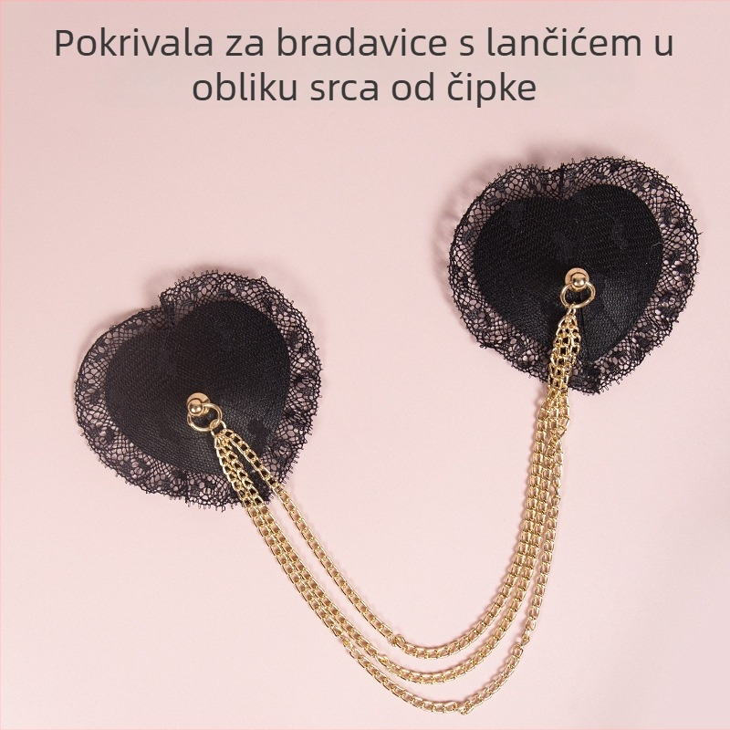 PU čipkaste srcolne naljepnice za grudi s metalnom lancem, višekratno upotrebljive, nevidljive, bez šavova