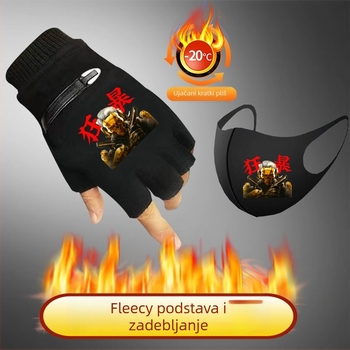 Vunene rukavice za zimu - unisex, karikatura uzorak, održavaju toplinu, zima 2025