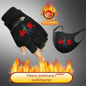 Vunene rukavice za zimu - unisex, karikatura uzorak, održavaju toplinu, zima 2025