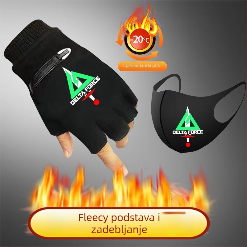 Vunene rukavice za zimu - unisex, karikatura uzorak, održavaju toplinu, zima 2025