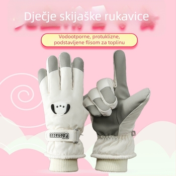 Dječje skijaške rukavice s podijeljenim prstima, vjetrootporne, tople, vodootporne, protuklizne, s fleece podstavom, za zimsku vožnju biciklom na otvorenom
