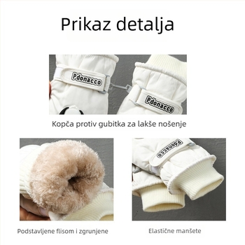 Dječje skijaške rukavice s podijeljenim prstima, vjetrootporne, tople, vodootporne, protuklizne, s fleece podstavom, za zimsku vožnju biciklom na otvorenom