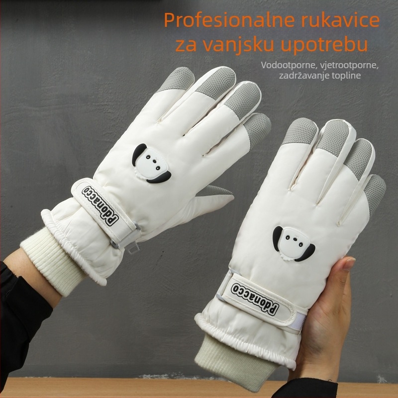 Dječje skijaške rukavice s podijeljenim prstima, vjetrootporne, tople, vodootporne, protuklizne, s fleece podstavom, za zimsku vožnju biciklom na otvorenom