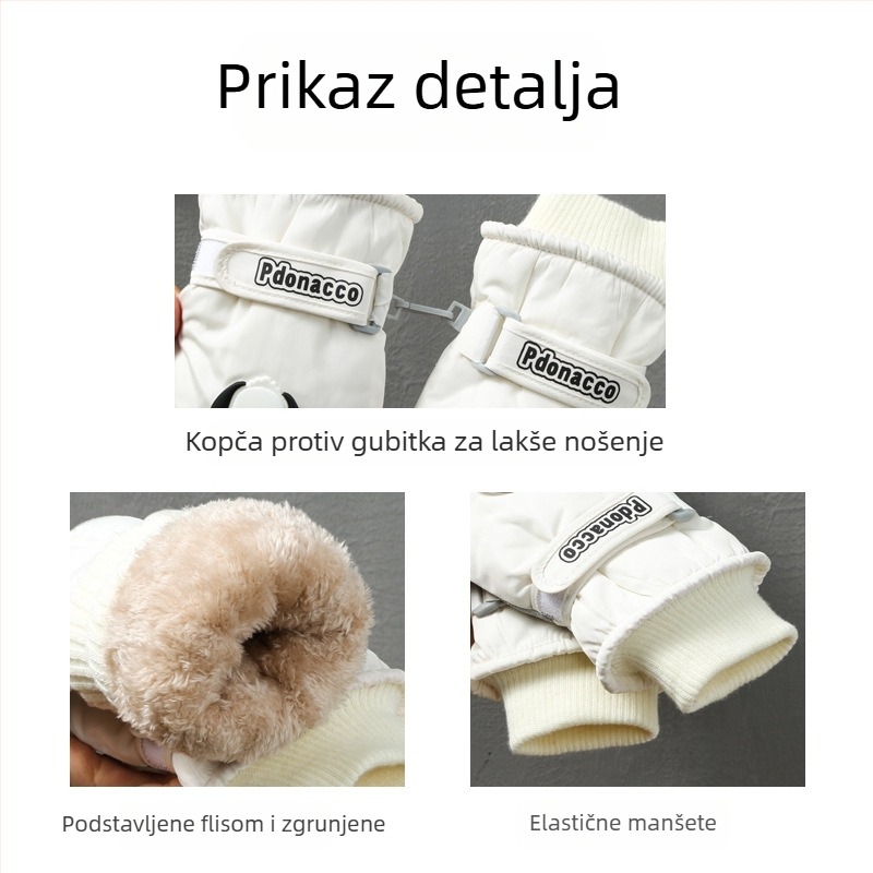 Dječje skijaške rukavice s podijeljenim prstima, vjetrootporne, tople, vodootporne, protuklizne, s fleece podstavom, za zimsku vožnju biciklom na otvorenom