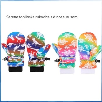 Dječje skijaške rukavice u stilu mitena, s karikaturnim uzorkom, tople, tisk, prilagodljive