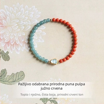 Prirodni crveni ahat narukvica Nanhong, kolekcionarska razina, crveni kamen, ledeni žad u obliku tikve, godina zodijaka
