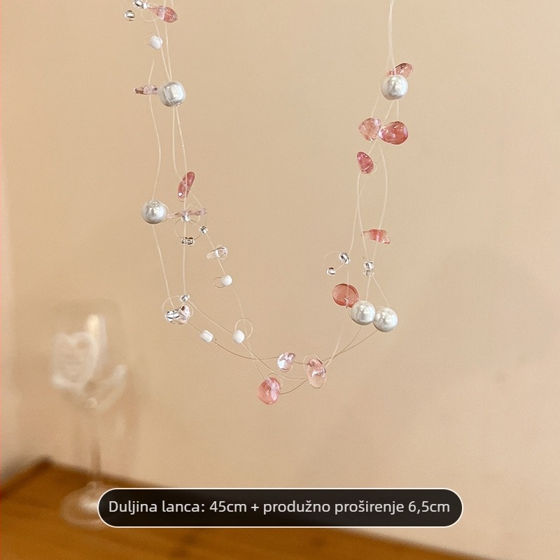 Ogrlica s perlama, geometrijski dizajn, Seiko završna obrada, običan lanac, jednostruka