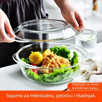 Staklena zdjela za kuhanje jaja na paru s poklopcem, termički otporno borosilikatno staklo, nepravilnog oblika, emajlirani površ, nije pogodno za mikrovalnu pećnicu