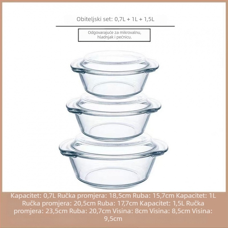 Staklena zdjela za kuhanje jaja na paru s poklopcem, termički otporno borosilikatno staklo, nepravilnog oblika, emajlirani površ, nije pogodno za mikrovalnu pećnicu