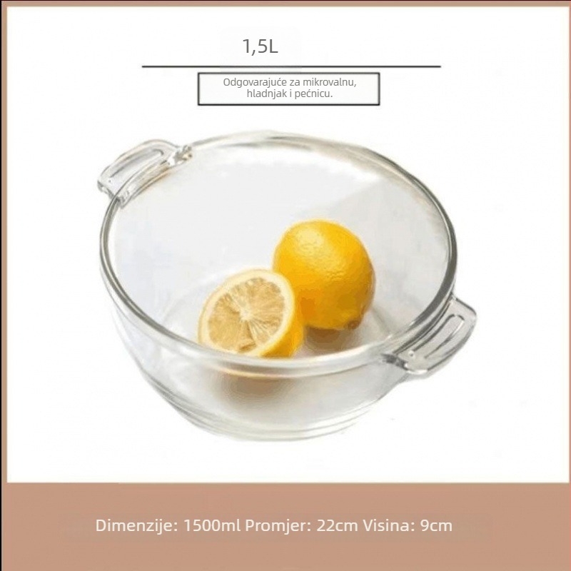 Staklena zdjela za kuhanje jaja na paru s poklopcem, termički otporno borosilikatno staklo, nepravilnog oblika, emajlirani površ, nije pogodno za mikrovalnu pećnicu