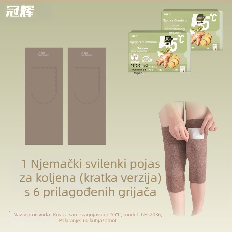 Samonagrađujuće koljenice i rukavice, 55°C, njemački baršun za grijanje, biljni flasteri s Artemizijom i đumbirom