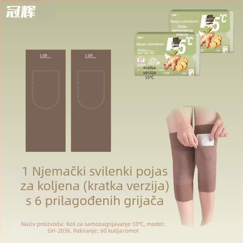 Samonagrađujuće koljenice i rukavice, 55°C, njemački baršun za grijanje, biljni flasteri s Artemizijom i đumbirom