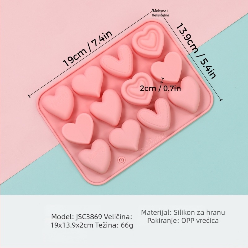 Silikonska forma za mousse sa srcolikim oblikom, model JSC379