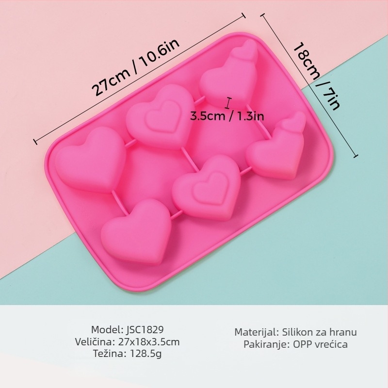 Silikonska forma za mousse sa srcolikim oblikom, model JSC379