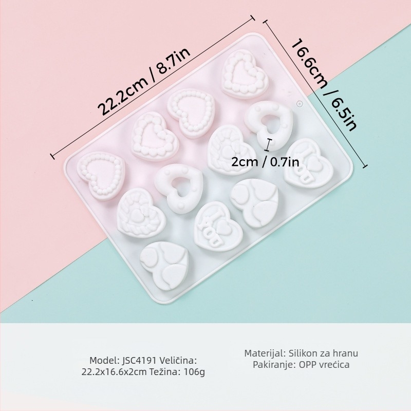 Silikonska forma za mousse sa srcolikim oblikom, model JSC379