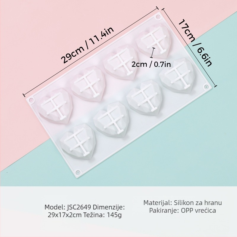 Silikonska forma za mousse sa srcolikim oblikom, model JSC379