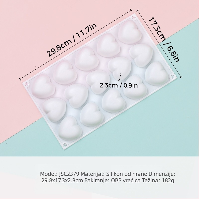 Silikonska forma za mousse sa srcolikim oblikom, model JSC379