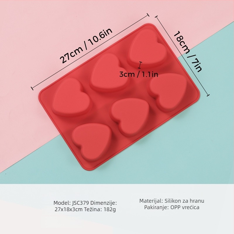 Silikonska forma za mousse sa srcolikim oblikom, model JSC379