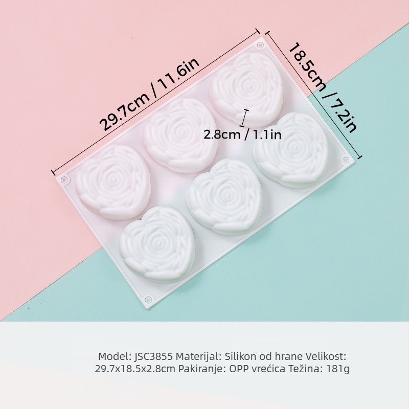 Silikonska forma za mousse sa srcolikim oblikom, model JSC379