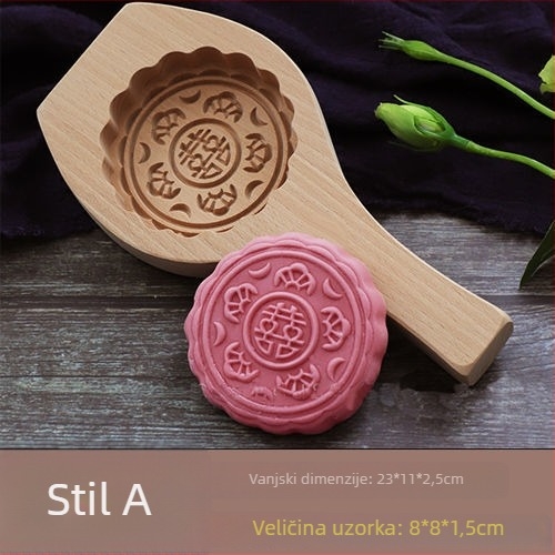 Drveni kalup za mooncake, izrezbaren, s jednom rupom, Mid-Autumn, Golden Eagle