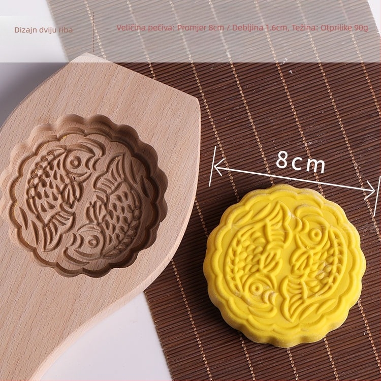 Drveni kalup za mooncake, izrezbaren, s jednom rupom, Mid-Autumn, Golden Eagle