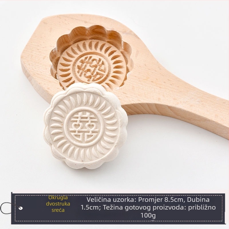 Drveni kalup za mooncake, izrezbaren, s jednom rupom, Mid-Autumn, Golden Eagle