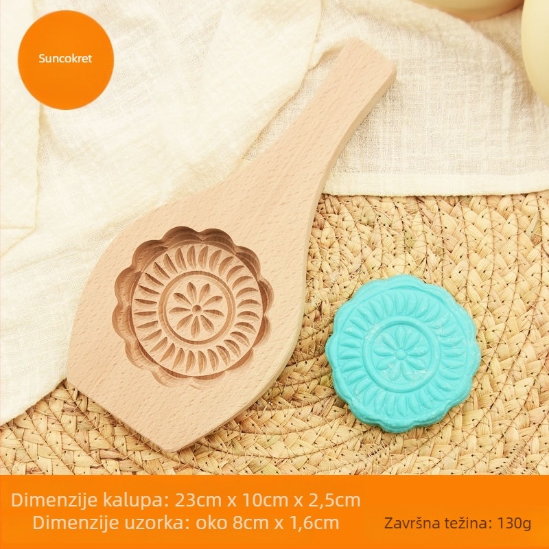 Drveni kalup za mooncake, izrezbaren, s jednom rupom, Mid-Autumn, Golden Eagle