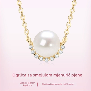 Ogrlica od srebra 925 s privjeskom od sedefa, O-lanac, duljina 41–50 cm, težina oko 2,4 g