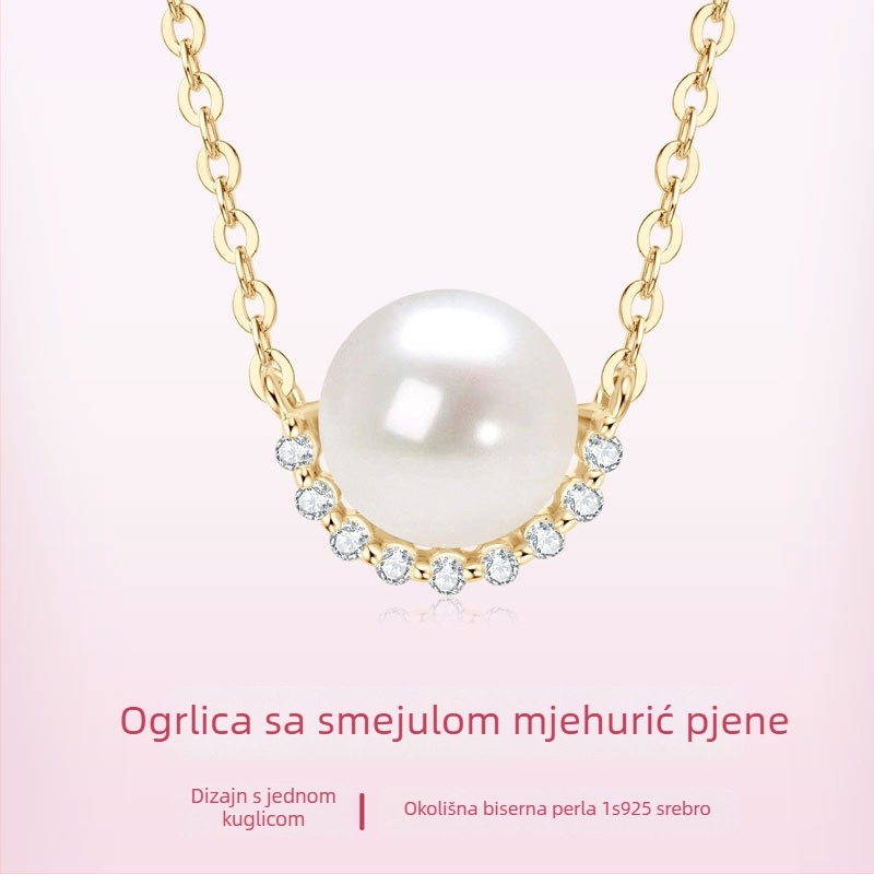 Ogrlica od srebra 925 s privjeskom od sedefa, O-lanac, duljina 41–50 cm, težina oko 2,4 g