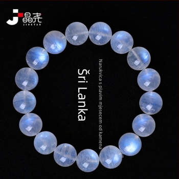 Narukvica s mjesečevim kamenjem, polirani završetak, geometrijski unisex dizajn, premium razina 10